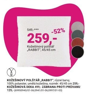KOŽEŠINOVÝ POLŠTÁŘ „RABBIT“