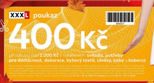 XXXL poukaz 400 Kč