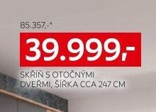 Skříň s otočnými dveřmi, šířka cca 247 cm