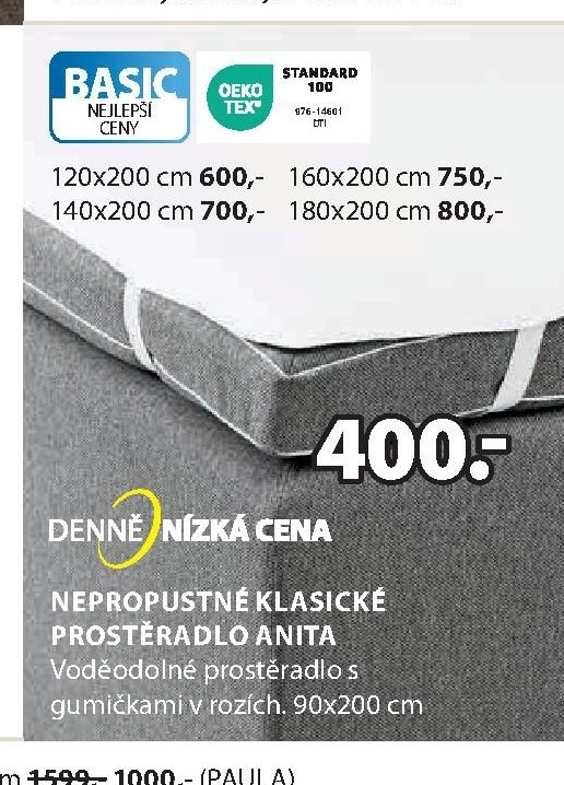 Nepropustné klasické prostěradlo ANITA