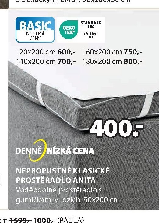 Nepropustné klasické prostěradlo ANITA 90x200 cm
