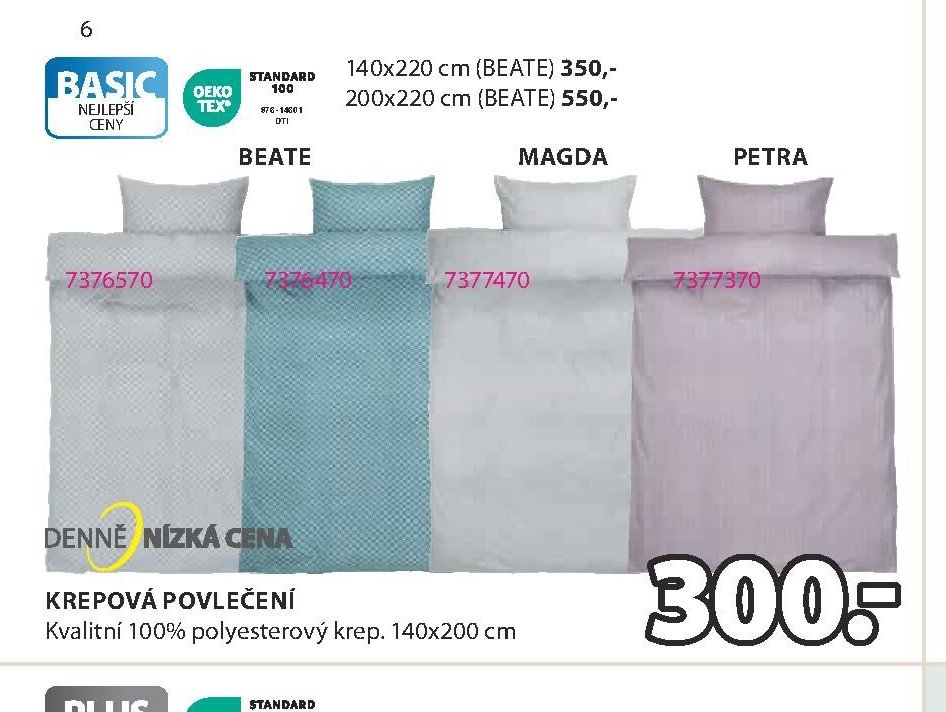 Krepová povlečení BEATE, MAGDA, PETRA