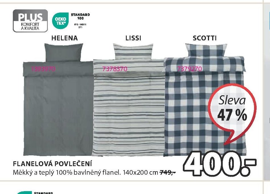 Flanelová povlečení HELENA, LISSI, SCOTTI