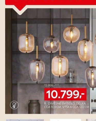 Závěsné svítidlo, délka cca 103 cm, výška cca 120 cm