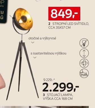 Stojací lampa, výška cca 168 cm