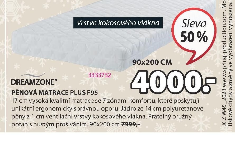 PĚNOVÁ MATRACE PLUS F95