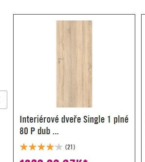 Interiérové dveře Single 1 plné 80 P dub