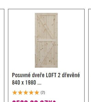 Posuvné dveře LOFT 2 dřevěné 840 x 1980
