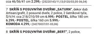 SKŘÍŇ S POSUVNÝMI DVEŘMI „SATURN“