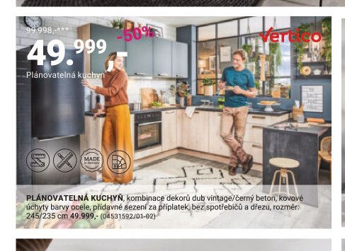 PLÁNOVATELNÁ KUCHYŇ, kombinace dekorů dub vintage/černý beton