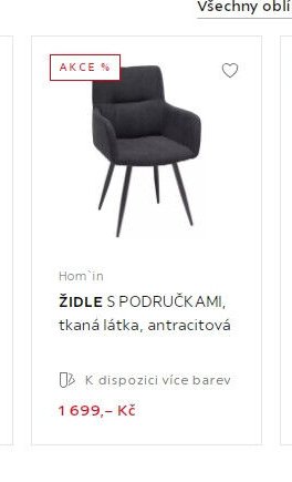 ŽIDLE S PODRUČKAMI, tkaná látka, antracitová