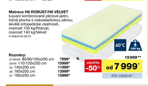 Matrace H6 ROBUST/H6 VELVET