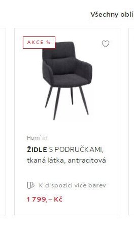 Hom'in ŽIDLE S PODRUČKAMI, tkaná látka, antracitová