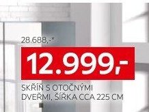 SKŘÍŇ S OTOČNÝMI DVEŘMI, ŠÍŘKA CCA 225 CM