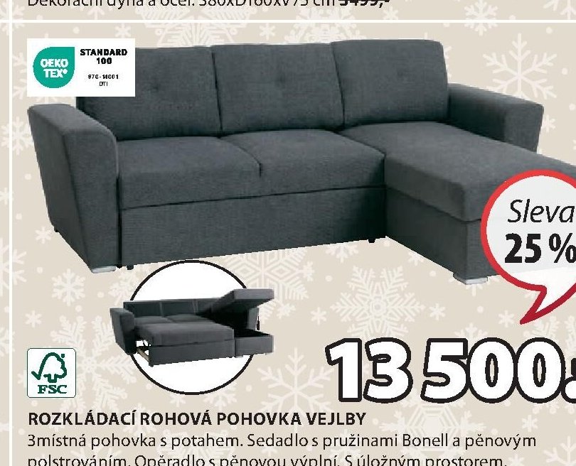 Rozkládací rohová pohovka VEJLBY