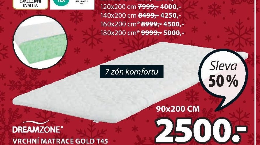 Vrchní matrace GOLD T45