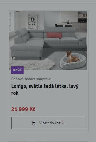 Rohová sedací souprava Lonigo, světle šedá látka, levý roh