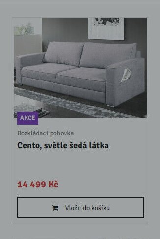 Rozkládací pohovka Cento, světle šedá látka
