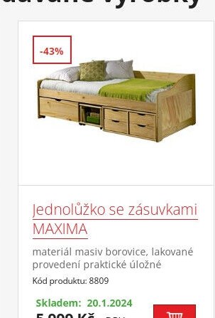 Jednolůžko se zásuvkami MAXIMA
