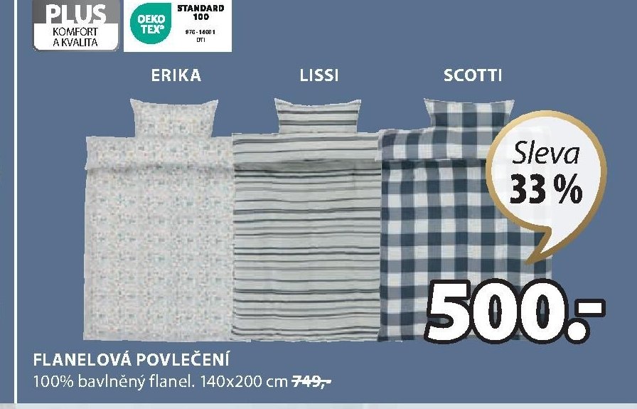 ERIKA, LISSI, SCOTTI flanelové povlečení