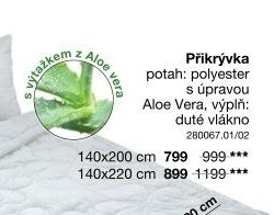 Přikrývka s úpravou Aloe Vera