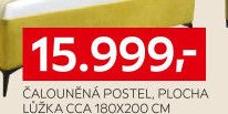 ČALOUNĚNÁ POSTEL, PLOCHA LŮŽKA CCA 180X200 CM