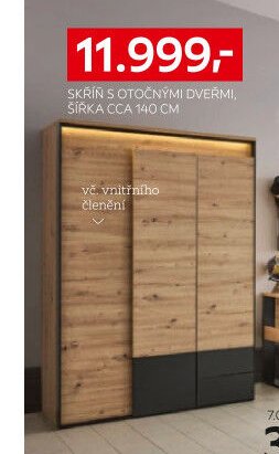 Skříň s otočnými dveřmi, šířka cca 140 cm