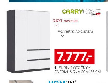 Skříň s otočnými dveřmi, šířka cca 136 cm