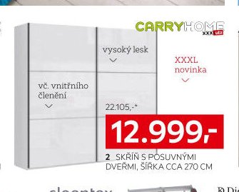 Skříň s posuvnými dveřmi, šířka cca 270 cm