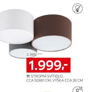 11 STROPNÍ SVÍTIDLO, CCA 50X61 CM, VÝŠKA CCA 26 CM