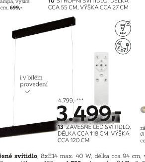 13 ZÁVĚSNÉ LED SVÍTIDLO, DÉLKA CCA 120 CM