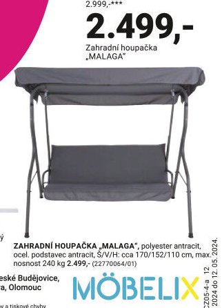 Zahradní houpačka MALAGA