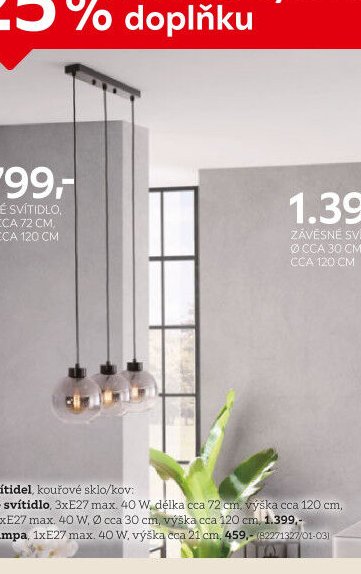 Závěsné svítidlo, délka cca 72 cm