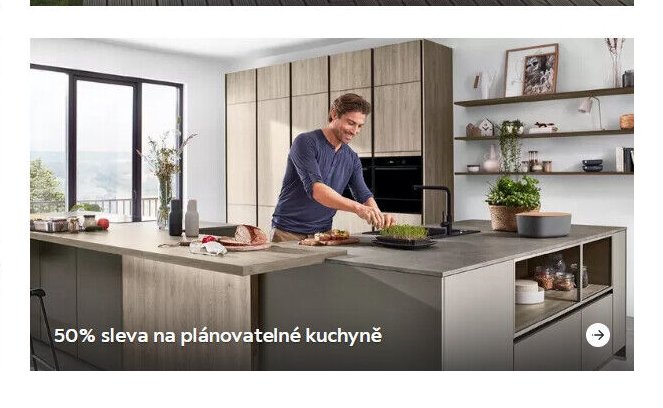 50% sleva na plánovatelné kuchyně