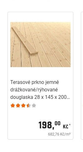 Terasové prkno jemně drážkované/rýhované douglaska 28 x 145 x 200...