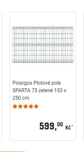 Polargos Plotové pole SPARTA 75 zelené 153 x 250 cm
