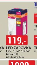 LED ŽÁROVKA E27, 13W, 100W teplá bílá neutrální bílá