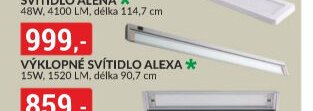 VÝKLOPNÉ SVÍTIDLO ALEXA 15W, 1520 LM, délka 90,7 cm