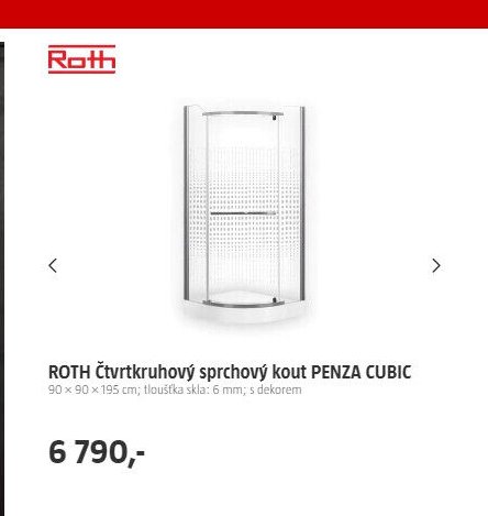 ROTH Čtvrtkruhový sprchový kout PENZA CUBIC