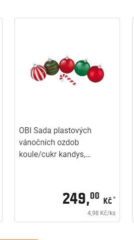 OBI Sada plastových vánočních ozdob koule/cukr kandys