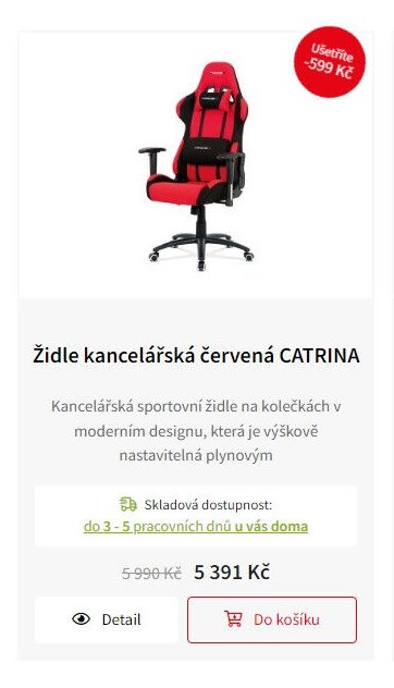 Židle kancelářská červená CATRINA