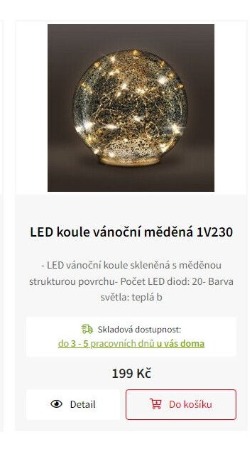 LED koule vánoční měděná 1V230