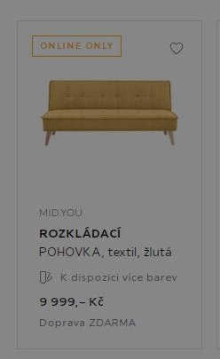 MID.YOU ROZKLÁDACÍ POHOVKA, textil, žlutá