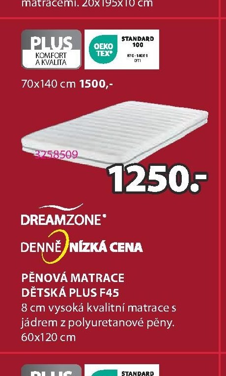 Pěnová matrace Dětská PLUS F45