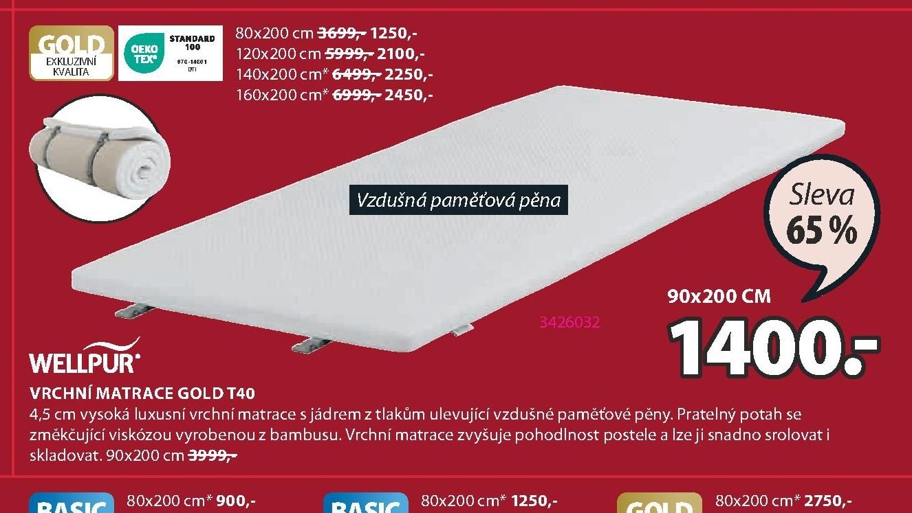 Vrchní matrace GOLD T40