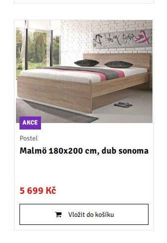 Postel Malmö 180x200 cm, dub sonoma