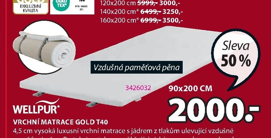 Vrchní matrace GOLD T40