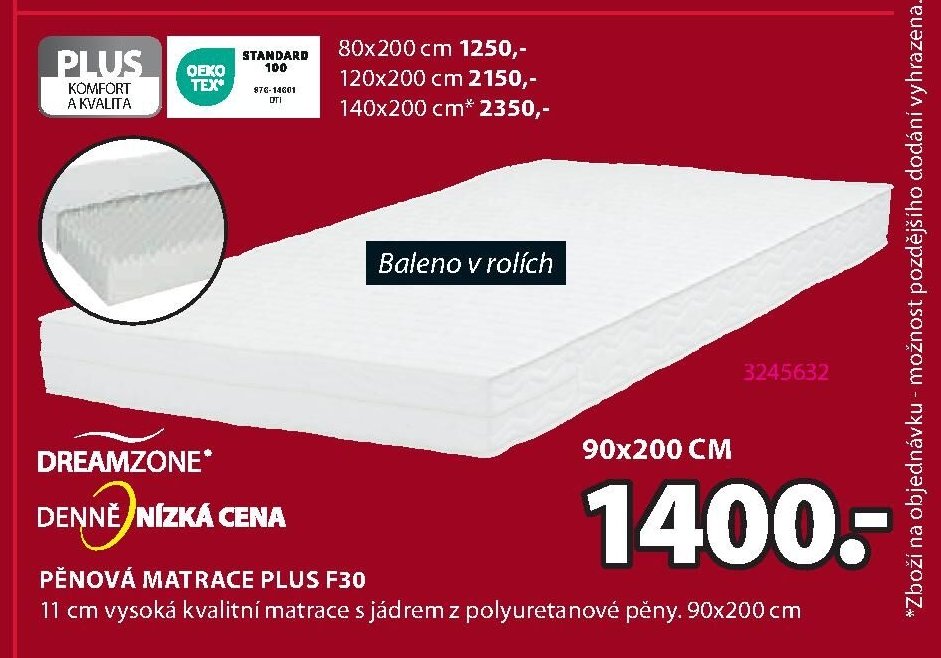 DREAMZONE Pěnová matrace PLUS F30