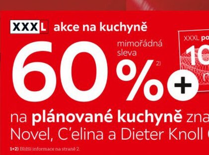 Sleva 60 % na plánované kuchyně značek Novel, C'elina a Dieter Knoll Collection