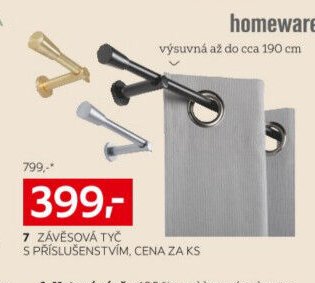 Závěsová tyč s příslušenstvím, cena za ks